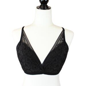 Knix Wireless Bra Black XXL Lace Cross Front Adjustable Straps Lined Cups B134